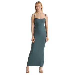 Quince XL Tencel Rib Knit Maxi Slip Dress in Dark Olive Green